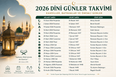 2026 Dini Günler Takvimi | Kandiller, Ramazan ve Kurban Bayramı Tarihleri